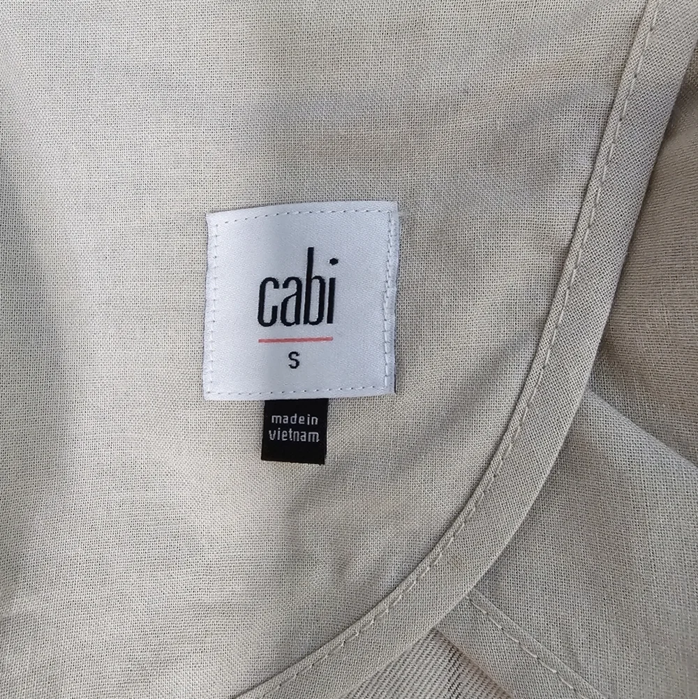 Cabi Windowpane Jacket Style # 6026 Taupe Cinched Waist Size Small